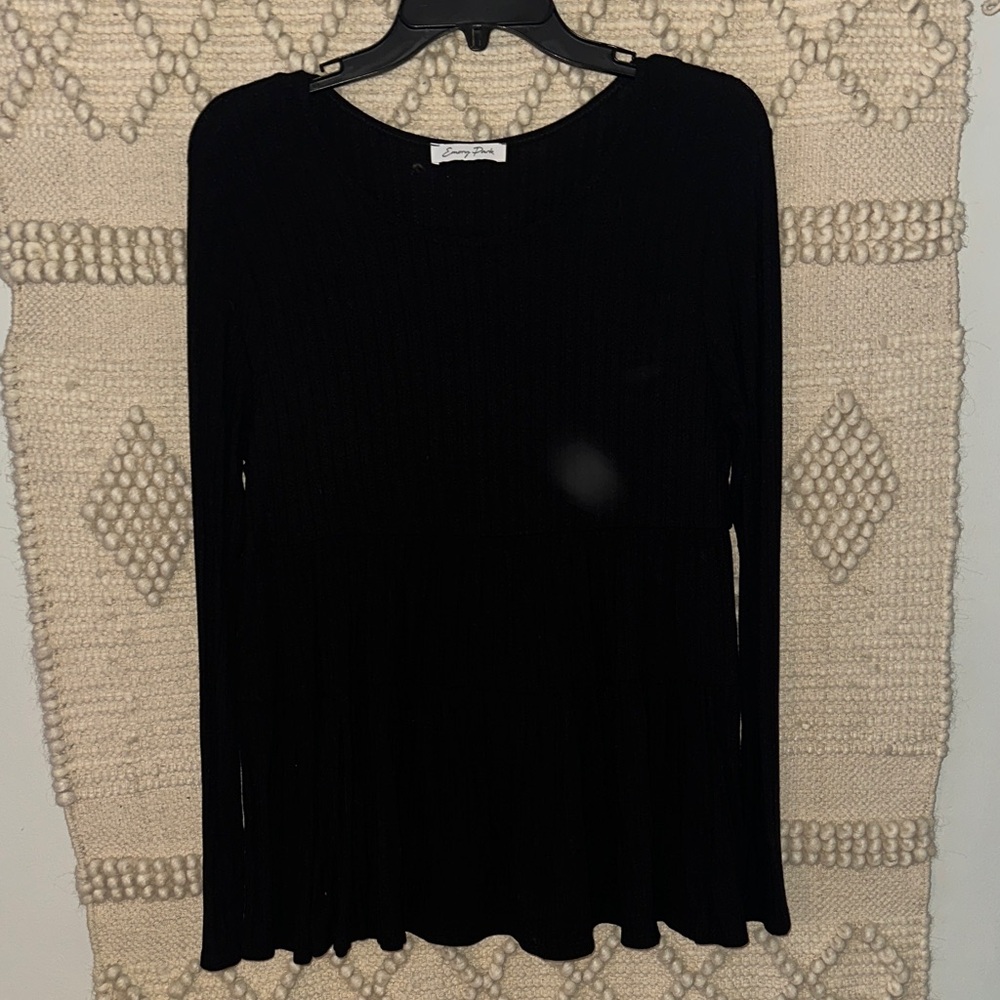 Emory Park Classic Black Long Sleeve Top